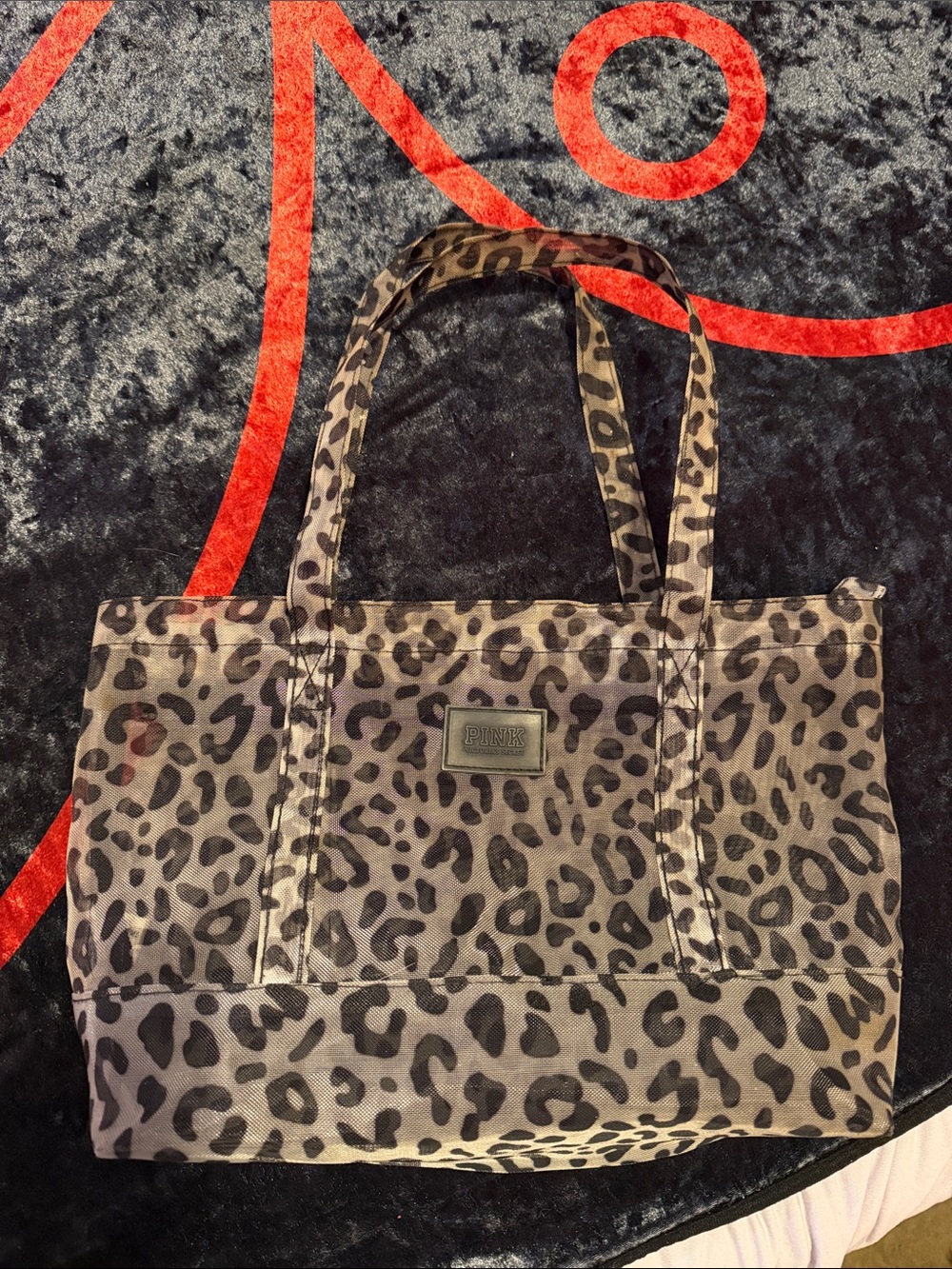 PINK Victoria's Secret Leopard Print Tote, semi transparent